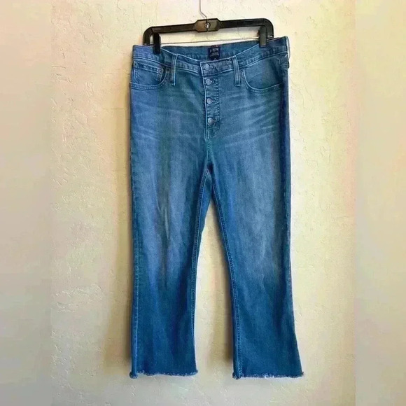J.crew high rise button fly crop flare jeans.Sz 31 business casual preppy - Picture 2 of 6